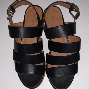 Caslon Black Strappy Buckle Flat Sandals